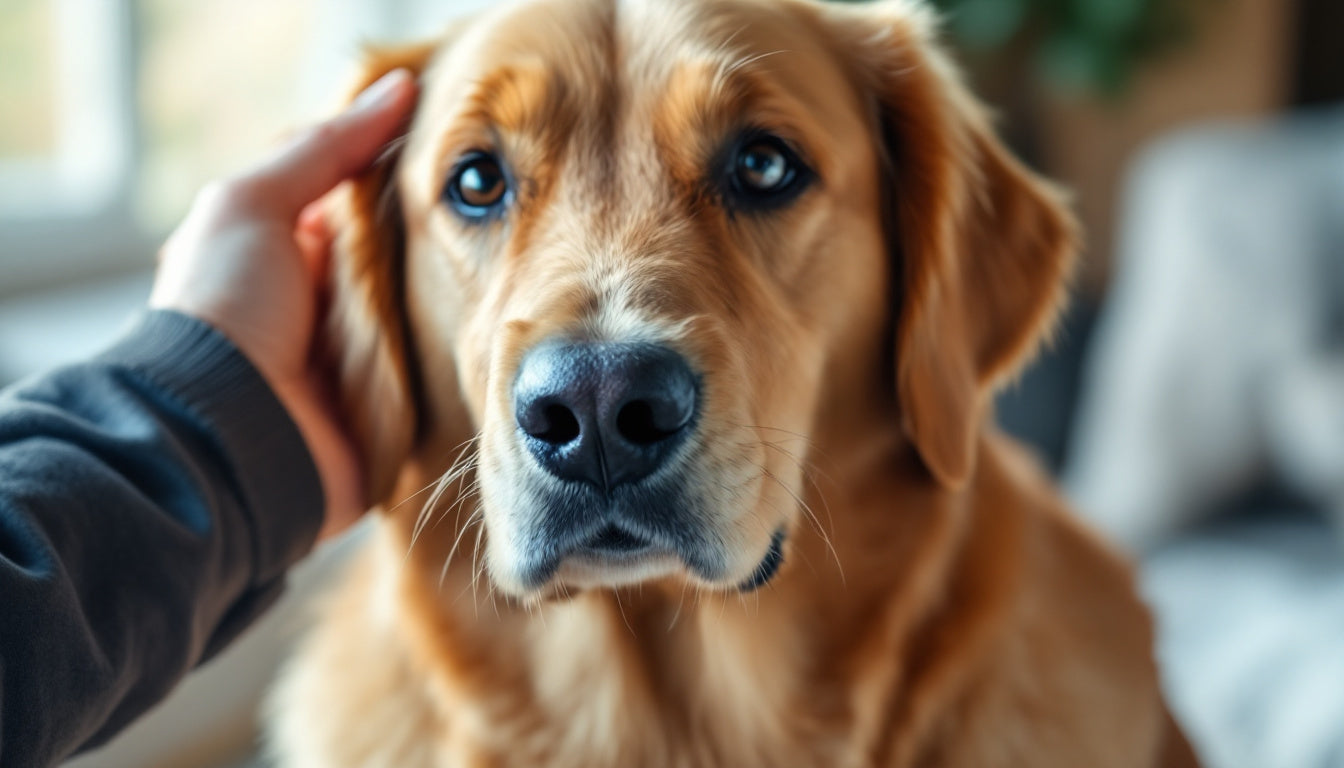 Persona che controlla con delicatezza l'orecchio di un cane durante la cura settimanale