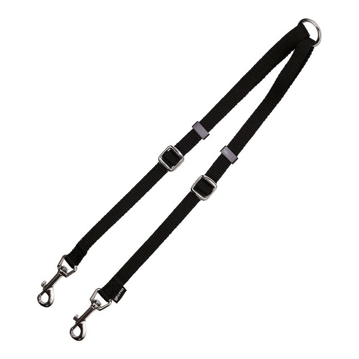 Gancio Guinzaglio 2 Cani Gloria Nero (1.6 x 35-56 cm)